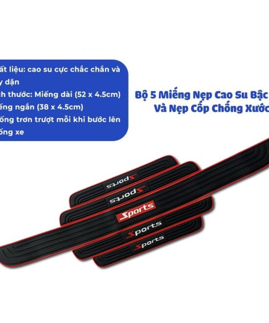 Bộ 5 Món Nẹp Cao Su Bậc Cửa Và Nẹp Cốp Chống Xước