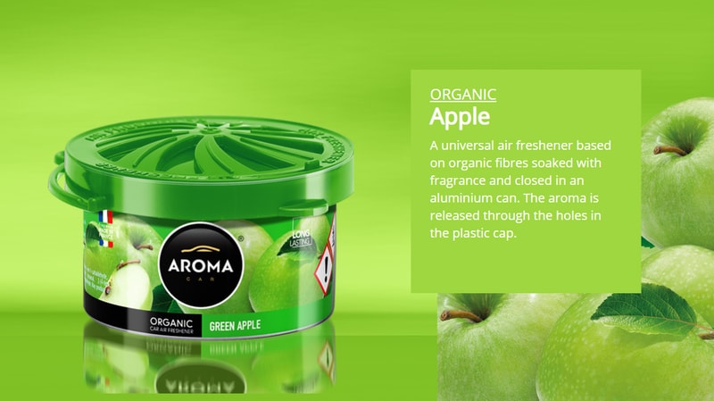 Sáp thơm ô tô Aroma Organic Green Apple mùi táo Pháp