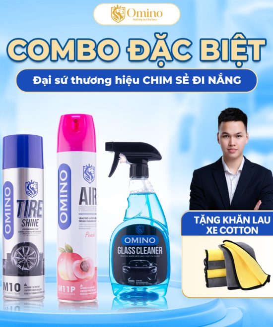 Combo Đặc Biệt Omino Nước Rửa Kính M86 & Xịt Khử Mùi M11 & Xịt Bóng Lốp M10 - Chính Hãng Omino Vietnam