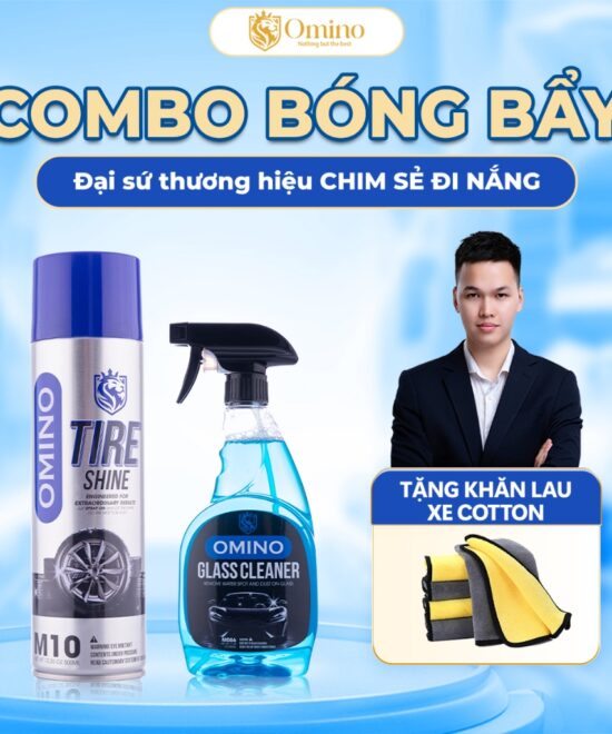 Combo Bóng Bẩy Omino Nước Rửa Kính M86 500ml & Xịt Bóng Lốp M10 500ml - Chính Hãng Omino Vietnam