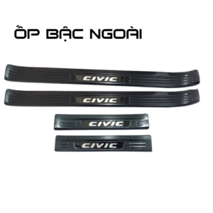 Ốp Bậc Cửa, Nẹp Bước Chân Trong Ngoài Honda Civic 2017-2019 Vân Carbon 