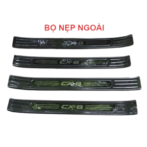 Ốp Bậc Cửa, Nẹp Bước Chân Trong Ngoài Mazda CX8 Vân Carbon